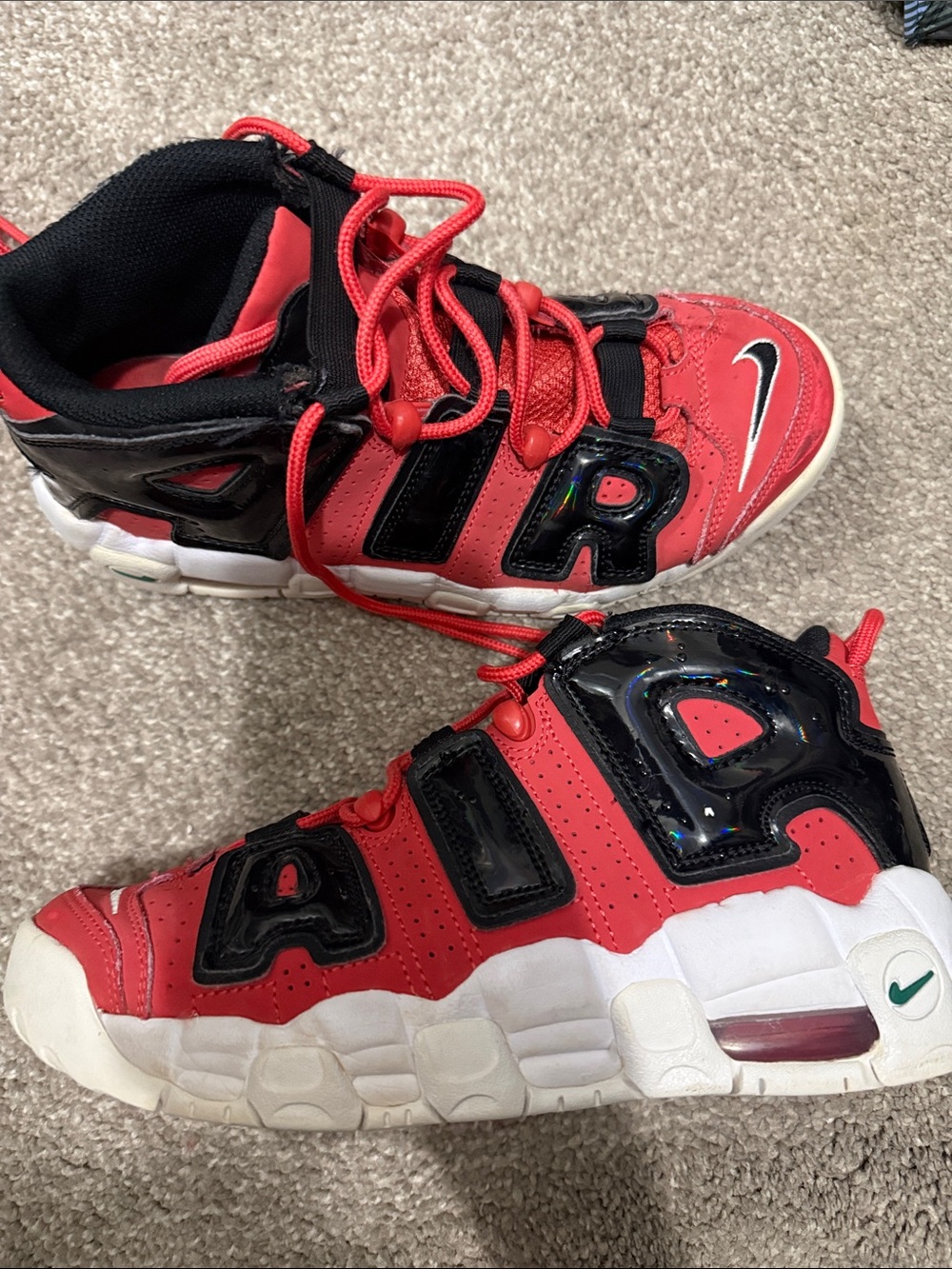 Nike Kids Red and Black AIR More Uptempo Sneakers